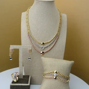 Yuminglai Costume Fashion Dubai African Jewelry Sets Gold Plated Ladies Jewelry Sets