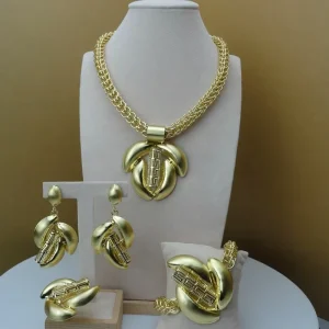 Yuminglai Costume Fashion Jewellery Sets for Women’s Bridal Gold Plated Big Jewelry Sets