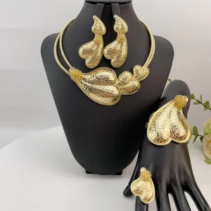 Yuminglai Dubai Costume Jewelry Bridal Wedding Jewelry Gold Plated Jewelry Sets for Woman FHK23078