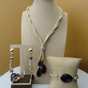 Yuminglai FHK5449 Costume Fashion Dubai Jewelry Sets Gold Plated Ladies Rhinestone Jewelry Sets