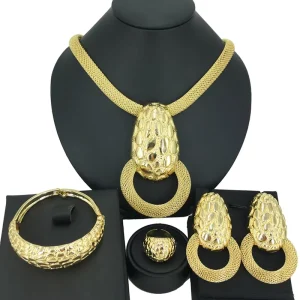 Yuminglai Italian 18k Gold Plated High Quality Women Fashion Necklace African Costume Big Dubai Jewelry Sets FHK14092