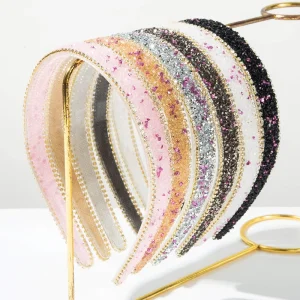 Yutang Baroque Style Rhinestone Crystal Fabric Fashion Headband Multifunction Daily Life Retro Vacation Hairband for Women