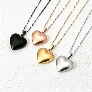 Ywyougang Custom Engravable Heart Locket Necklace Cable Chain Photo Pendant for Women Memorial Gift