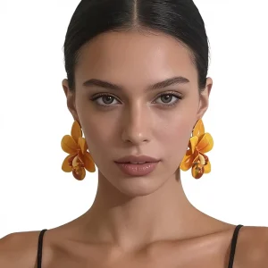 ZA Cross Border Bohemian Exaggerated Fashion Simple Dripping Unique Resin Flower Drop Earrings Multi Color All Match Holiday