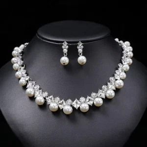 ZC064A Fashion Pearls Jewelry Set Women Pearl Necklace and Earrings Set
