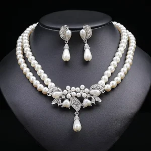 ZC070 Fashion Pearls Jewelry Set Women Pearl Necklace and Earrings Set