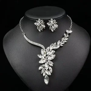 ZC103 Fashion Jewelry Set Women Crystal Necklace Earrings Set Wedding Jewelry