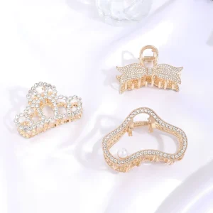 ZOYU Crown Bow Tie Crystal Pearl Hair Clips High Quality Korean Elegant Fashion New Metal Hair Clips Hair Accessories for Women