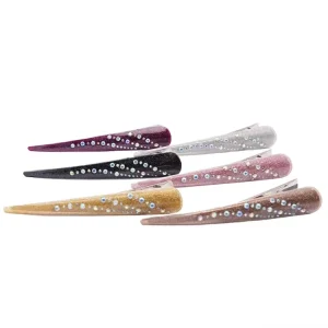 ZOYU Custom Large Acrylic Hair Clip 14 cm Temperament Rhinestones Metal Botton Hairpin Elegant Pointy Hair Accessories