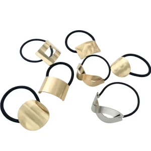 ZOYU Geometric Gold Metal Hair Tie Alloy Metal Hair Clip Simple Fashion Rubber Elastic Band Women Hair Rope