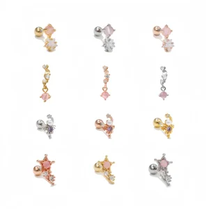 ZUOLA High Quality Fashion Piercing Jewelry 18k Gold Plated Titanium Star Zircon Nose Labert Body Piercing Jewelry