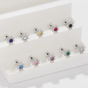 ZUOLA Silver Plated CZ Trendy Piercing Body Jewelry Titanium Rustproof Studs Cartilage Nose Labret Helix Screw Back