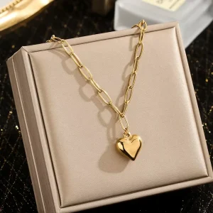 Zhongzhe Jewelry Heart Necklace Fashion Stainless Steel 18K Plating Waterproof Anti Tarnish Necklace for Women