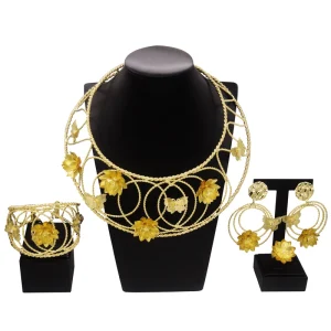Zhuerrui Brazilian Gold Bridal Jewelry Set Simple Curve Butterfly Necklace Bracelet Jewelry Sets Favors Costume Gifts H20130