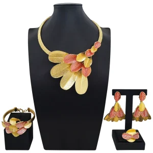 Zhuerrui Gold Designs Women Jewellery Set Party Fine Costume Jewelry Set Luxury Big Necklace Jewellery Sets X0002130