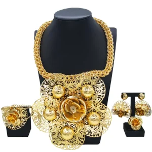 Zhuerrui Italiano Gold Designs Women Jewellery Set Party Fine Costume Jewelry Set Luxury Big Necklace Jewellery Sets HK009122