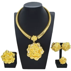 Zhuerrui Italiano Gold Designs Women Jewellery Set Party Fine Costume Jewelry Set Luxury Big Necklace Jewellery Sets HK0103