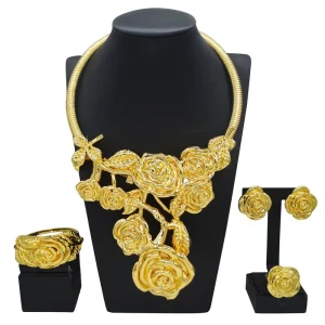 Zhuerrui Italiano Gold Designs Women Jewellery Set Party Fine Costume Jewelry Set Luxury Big Necklace Jewellery Sets HK0227