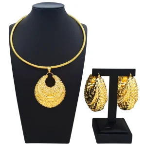 Zhuerrui Italiano Gold Designs Women Jewellery Set Party Fine Costume Jewelry Set Luxury Big Necklace Jewellery Sets HK102214
