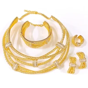 Zhuerrui Luxury Cubic Zirconia Jewelry Set American Diamond Charm Jewelry Sets Necklace Bracelet Earrings Ring Jewellery Set