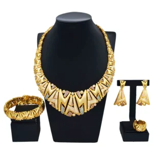 Zhuerrui Simple Luxury Gold Jewelry Set Fashion Silver Bead Necklace Jewelry Sets Bridal Costume Accessories HZ23082212