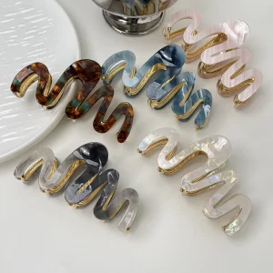 ZiTeng New Acetate Patch Combined Wavy Clip Floral Pattern Women’s Large Hair Clip Hair Accessory