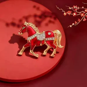 Zinc Alloy 3D Droplet Oil Fashion Horse Chestpin for Suit Coat Accessories