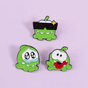 Zinc Alloy Black Nickel Plated Green Monster Sad Crying Face with Sunglasses Cartoon Pin Brooch Lapel Badge Jewelry