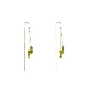 Zinc Alloy Classic Plant Tassel Electroplated Resin Inlay Earrings Women’s Party Retro New