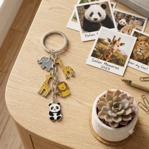Zinc Alloy Coin Holder Keychain with Eiffel Tower & Statue Liberty Charms Handmade Fashion Trend Art Collectible