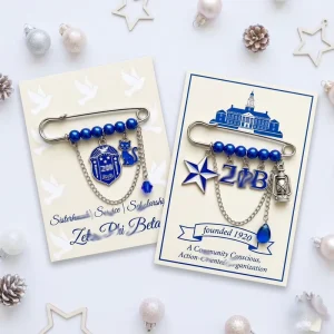 Zinc Alloy Custom Craft Enamel Jewelry Greek Letter Sorority Series Blue White Alumni Celebration Keepsake Brooch