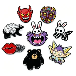 Zinc Alloy Enamel Pins Cute Cartoon Lapel Badge Black Nickel Plated Custom Logo Shape Advertising Men Fashion Brooch