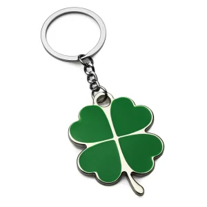 Zinc Alloy Green Four Leaf Clover Carabiner Keychain Lucky Irish Shamrock Charm Fashion Keyring Women Bag Pendant Ornaments