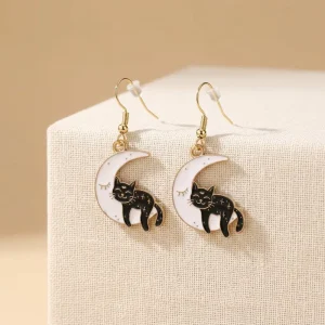 Zinc Alloy Hoop Cat Earrings Cute and Playful Comfortable for All Day Wear Available in Multiple Colors