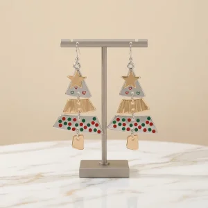 Zinc Alloy Hoop Earrings Cute Christmas Tree Design Elegant and Festive for Holiday Celebrations Available in Green and Red