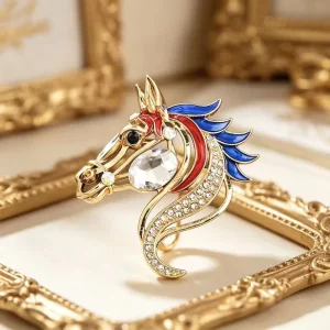 Zinc Alloy Horse Brooch Light Luxury Zodiac Corsage Women’s Fashion Accessory for Wedding Engagement Gift