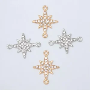 Zinc Alloy Inlaid Crystal Rhinestone Eight Pointed Star Pendant Creative Jewelry DIY Accessories for Necklace