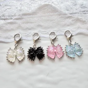 Zinc Alloy Iridescent Bow Coin Holder Keychain Sweet Girl Luxury Bag Charm Versatile Backpack Accessory