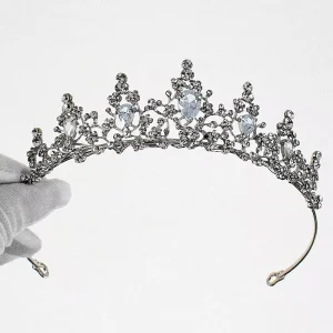 Zircon Alloy Crystal Celebration Crown Rhinestone Metal Headdress Female Wedding Bride Hair Accessory Anniversary Birthday Girls