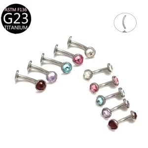 Zircon Belly Button Ring Titanium Earrings Navel Piercing Jewelry Curved Barbell Helix Fashion Stud Earrings for Girls