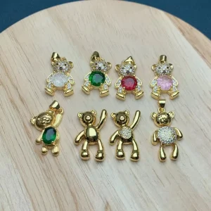 Zircon Charms Bear Necklace Pendants for Making Jewelry Fashion DIY Accessories Materials