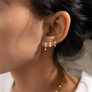 Zircon Copper Stud Earrings Set for Women Cartilage Piercing Jewelry