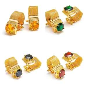 Zircon Crystal Chain Luxury Cufflinks Custom French Formal Dress Shirt Fashion Accessory Wedding Tuxedo Trendy Jewelry