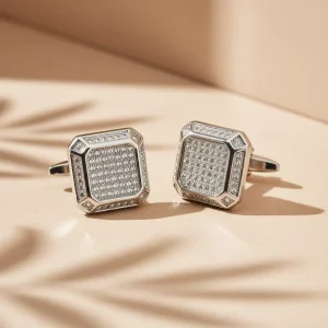 Zircon Crystal Diamond Elegant Premium Cufflinks Custom Men Suit Shirt Fashion Accessory Wedding Tuxedo Trendy Jewelry