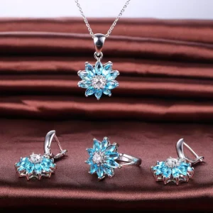 Zircon Crystal Ring, Earrings and Necklace Jewelry Set for Women
