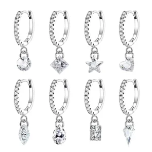 Zircon Earrings Water Drop Five pointed Star Ear Clip Women’s Piercing Jewelry Party Wedding Charm Body Jewelry