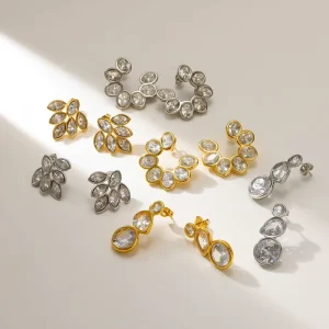 Zircon Lady Flower Fashion Earrings Fashion Party Zircon Earrings Fashion Jewelry for Women
