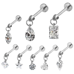 Zircon Lip Ring G23 Titanium Alloy Internal Thread Ear Stud Bullet Piercing Jewelry Chic Women’s Party Body Jewelry
