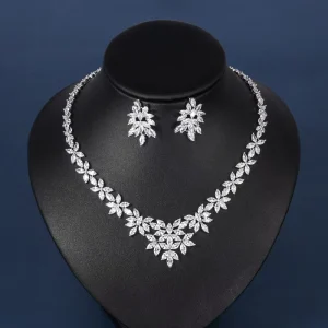 Zircon Necklace Earrings Jewelry Set Aaa Cubic Zirconia Costume Jewelry for Wedding Bridal Bridesmaid