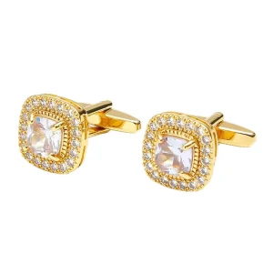 Zircon Stone Crystal Diamond Elegant Cufflinks Custom Mens Suit Shirt Fashion Accessory Wedding Tuxedo Trendy Jewelry
